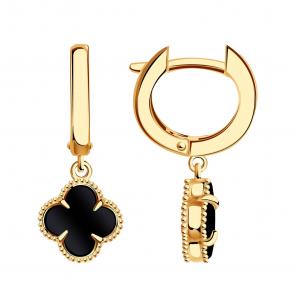 Золотые серьги BERGER с ониксом Б120421 фото