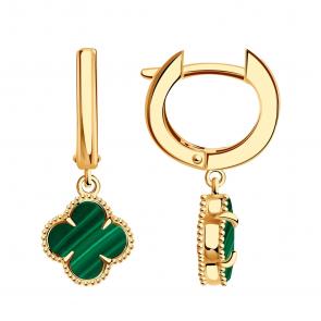 Золотые серьги BERGER с малахитом Б120421м фото