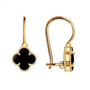 Золотые серьги BERGER с ониксом Б120422 фото