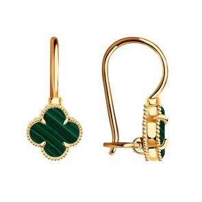 Золотые серьги BERGER с малахитом Б120422м фото