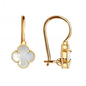 Золотые серьги BERGER с перламутром Б120422п фото