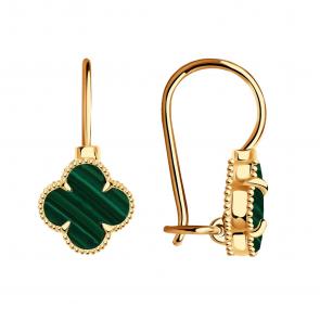 Золотые серьги BERGER с малахитом Б120423м фото