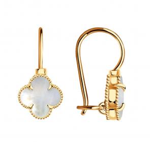 Золотые серьги BERGER с перламутром Б120423п фото