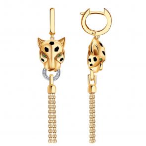 Золотые серьги BERGER с фианитом и эмалью Б120426 фото