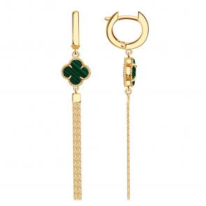 Золотые серьги BERGER с малахитом Б120430м фото