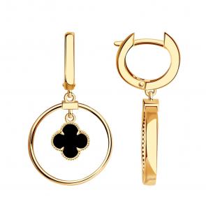 Золотые серьги BERGER с ониксом Б120432 фото