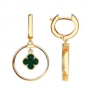 Золотые серьги BERGER с малахитом Б120432м фото