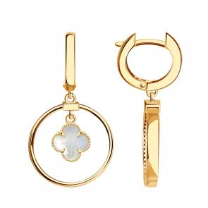 Золотые серьги BERGER с перламутром Б120432п фото