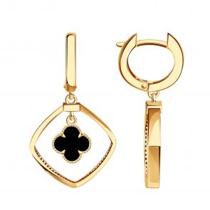 Золотые серьги BERGER с ониксом Б120433 фото