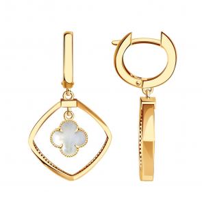 Золотые серьги BERGER с перламутром Б120433п фото