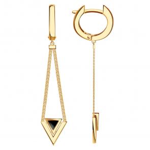 Золотые серьги BERGER с ониксом Б120436 фото