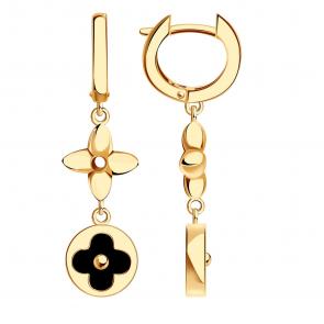Золотые серьги BERGER с ониксом Б120438 фото