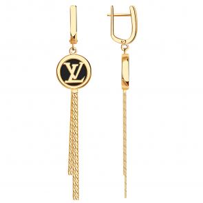 Золотые серьги BERGER с ониксом Б120443-1 фото