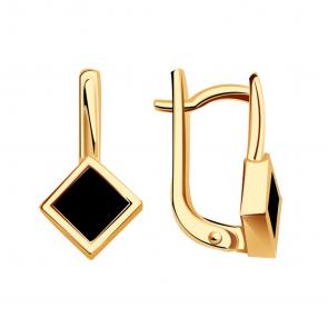 Золотые серьги BERGER с ониксом Б120523-1 фото
