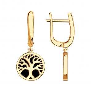 Золотые серьги BERGER с ониксом Б120530 фото