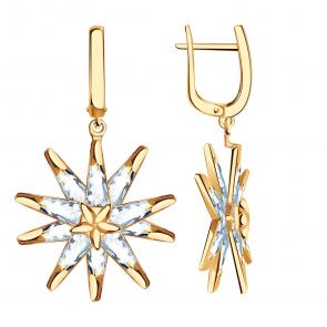 Золотые серьги BERGER с фианитом Б120542-1 фото