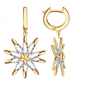 Золотые серьги BERGER с фианитом Б120542 фото