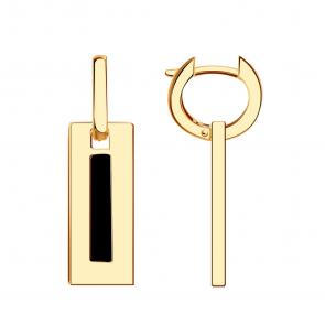 Золотые серьги-трансформеры BERGER с ониксом Б120584 фото