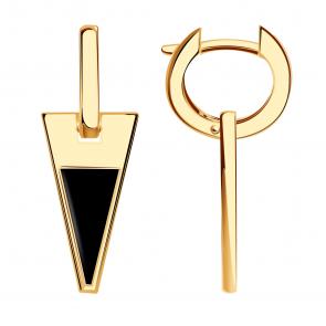 Золотые серьги-трансформеры BERGER с ониксом Б120593 фото