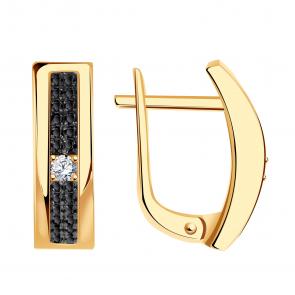 Золотые серьги BERGER с фианитом Б120679ч фото