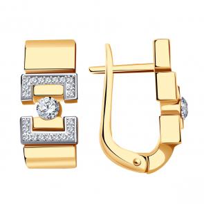 Золотые серьги BERGER с фианитом Б120683 фото