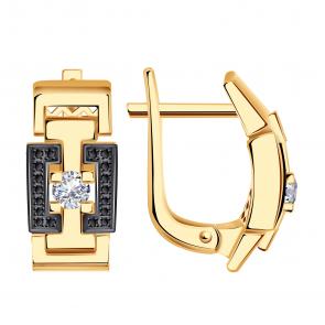 Золотые серьги BERGER с фианитом Б120684ч фото