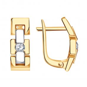 Золотые серьги BERGER с фианитом Б120686 фото