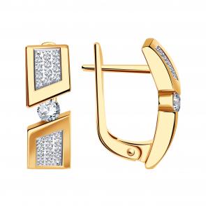 Золотые серьги BERGER с фианитом Б120687 фото