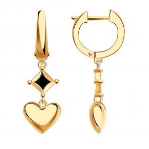 Золотые серьги BERGER с ониксом Б120691 фото