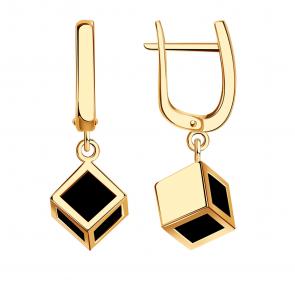 Золотые серьги BERGER с ониксом Б120717 фото