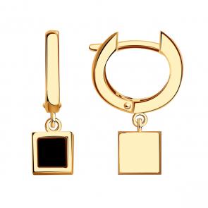 Золотые серьги BERGER с ониксом Б120720 фото