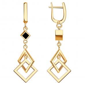 Золотые серьги BERGER с ониксом Б120731-1 фото