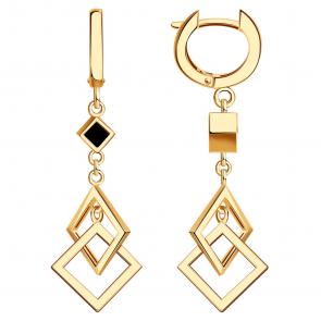 Золотые серьги BERGER с ониксом Б120731 фото