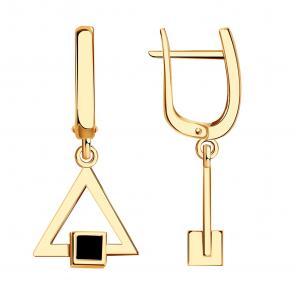Золотые серьги BERGER с ониксом Б120733-1 фото