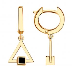 Золотые серьги BERGER с ониксом Б120733 фото