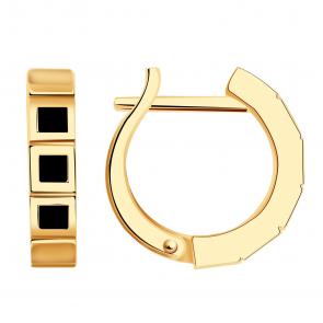 Золотые серьги BERGER с ониксом Б120766 фото
