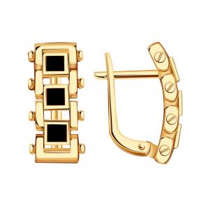 Золотые серьги BERGER с ониксом Б120767 фото