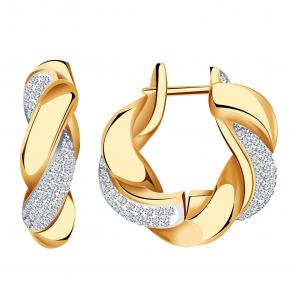 Золотые серьги BERGER с фианитом Б120779 фото