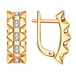 Золотые серьги BERGER с фианитом Б120788 фото