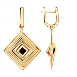 Золотые серьги BERGER с ониксом Б120832 фото