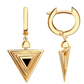 Золотые серьги BERGER с ониксом Б120840-1 фото