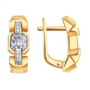 Золотые серьги BERGER с фианитом Б121056 фото