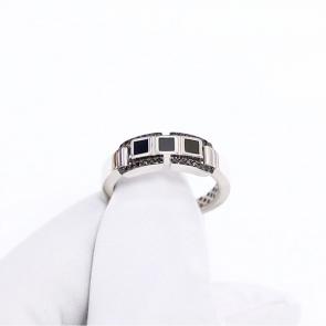 Кольцо из белого золота BERGER с ониксом и чёрным бриллиантом ББР110770Бч фото