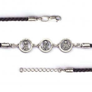 Текстильный шнурок с декоративным элементом из черненого серебра Высоковы БШ-12-Ч фото