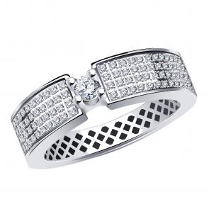 Кольцо из белого золота BERGER с фианитом Бб110677 фото