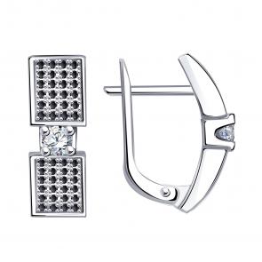 Серьги из белого золота BERGER с фианитом Бб120677ч фото