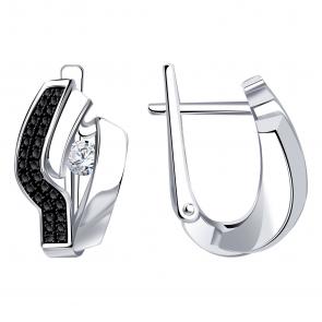 Серьги из белого золота BERGER с бриллианитом и фианитом Бб121016ч фото