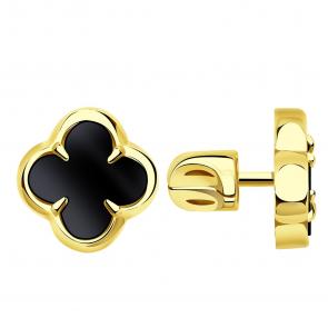 Серьги из лимонного золота BERGER с ониксом Бл050111 фото