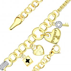 Браслет из лимонного золота BERGER с фианитом и ониксом Бл070206 фото