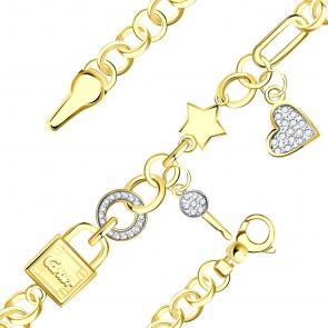 Браслет из лимонного золота BERGER с фианитом и ониксом Бл070217 фото